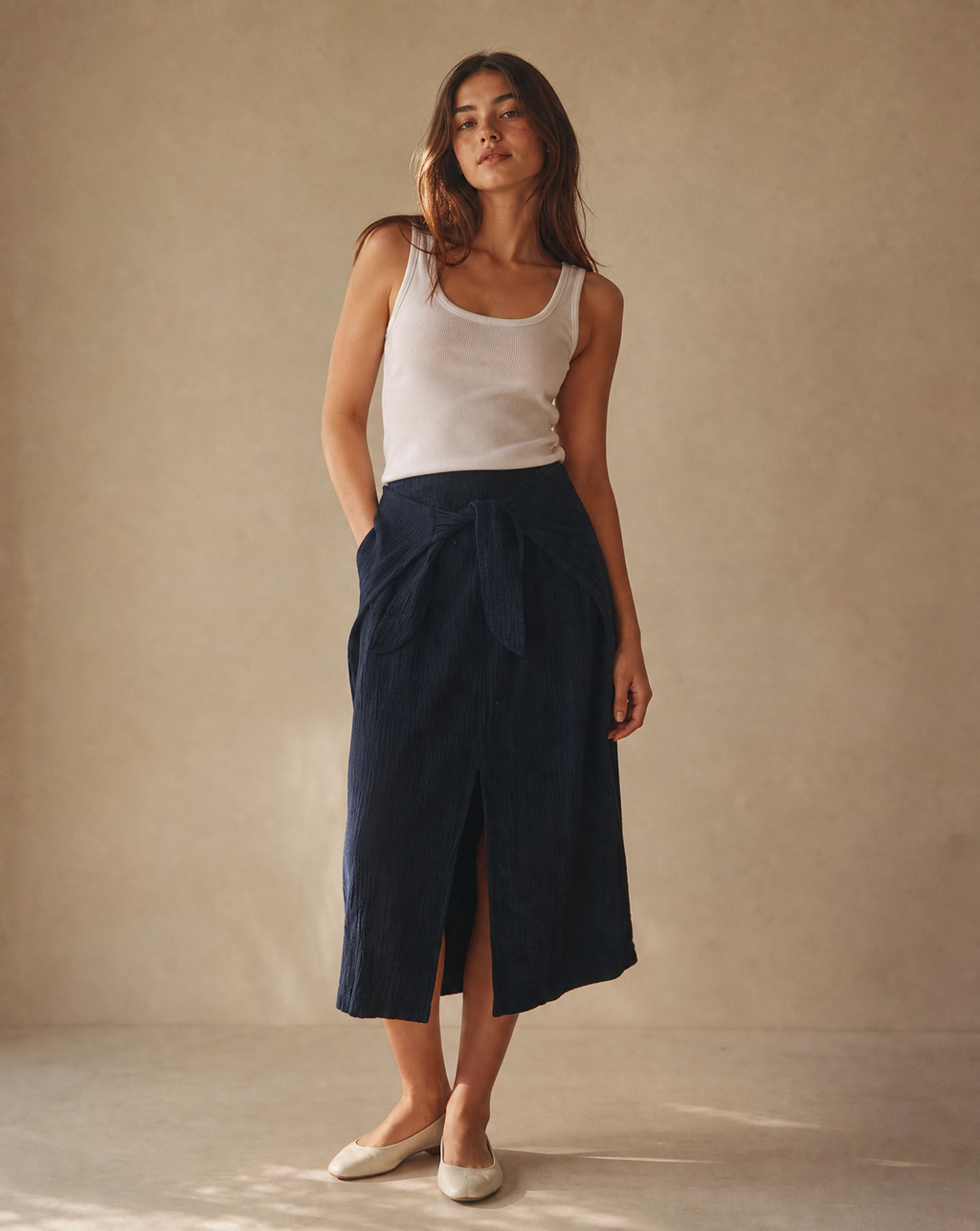 Seren Faux Sarong Skirt, Deep Blue