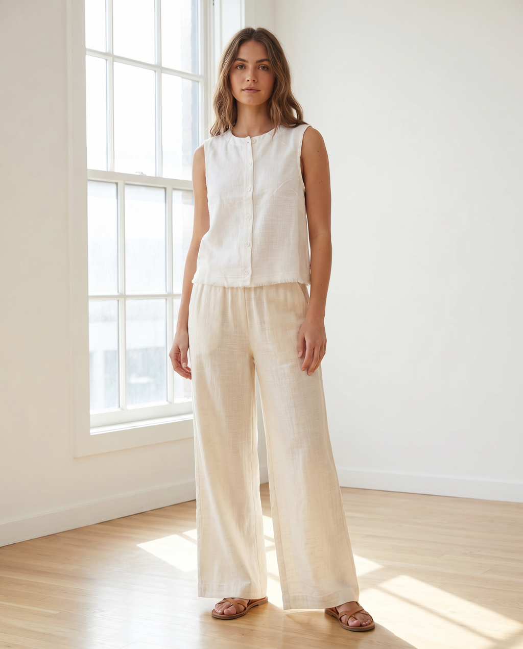 Tessa Linen Button Front Top