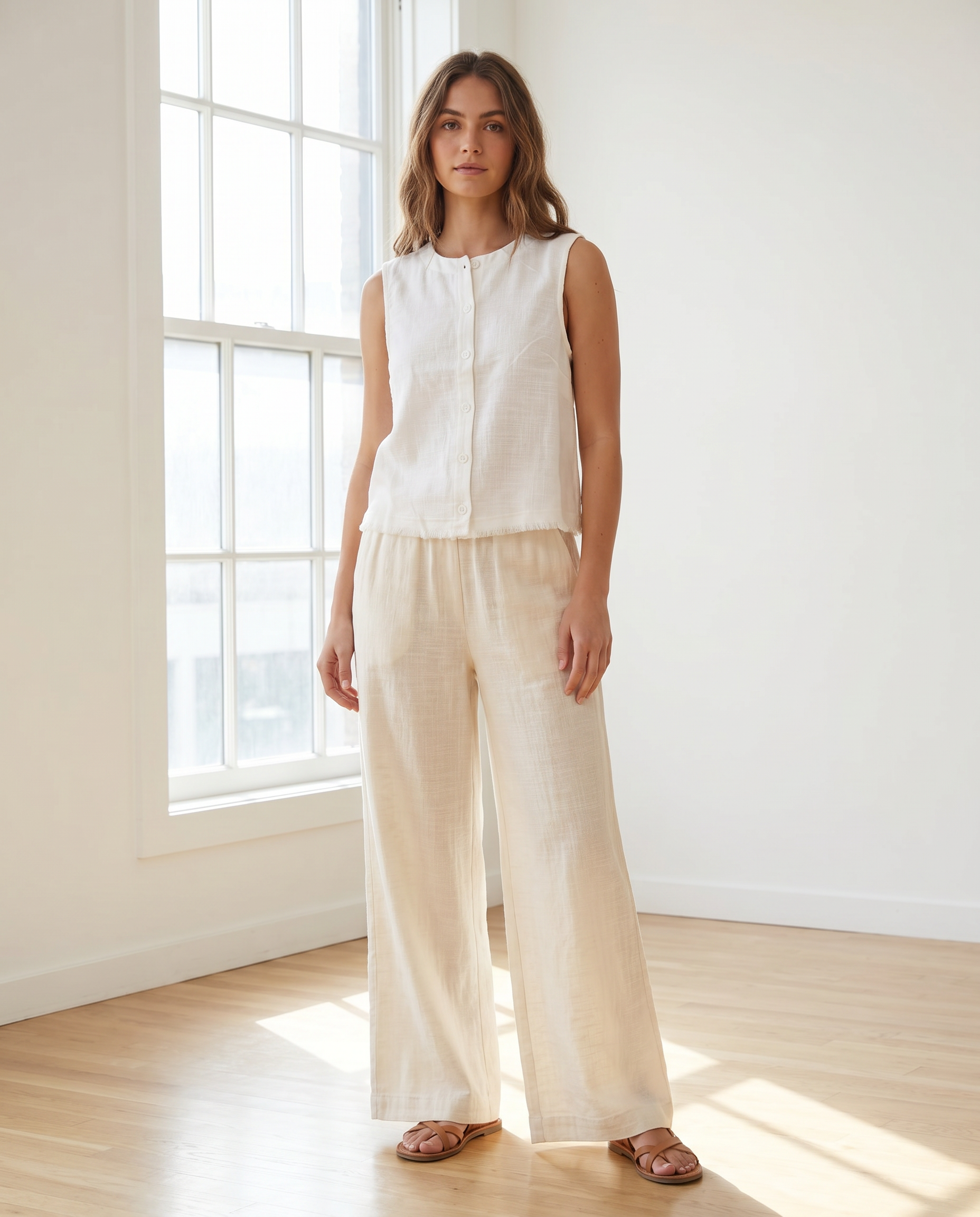 Tessa Linen Button Front Top