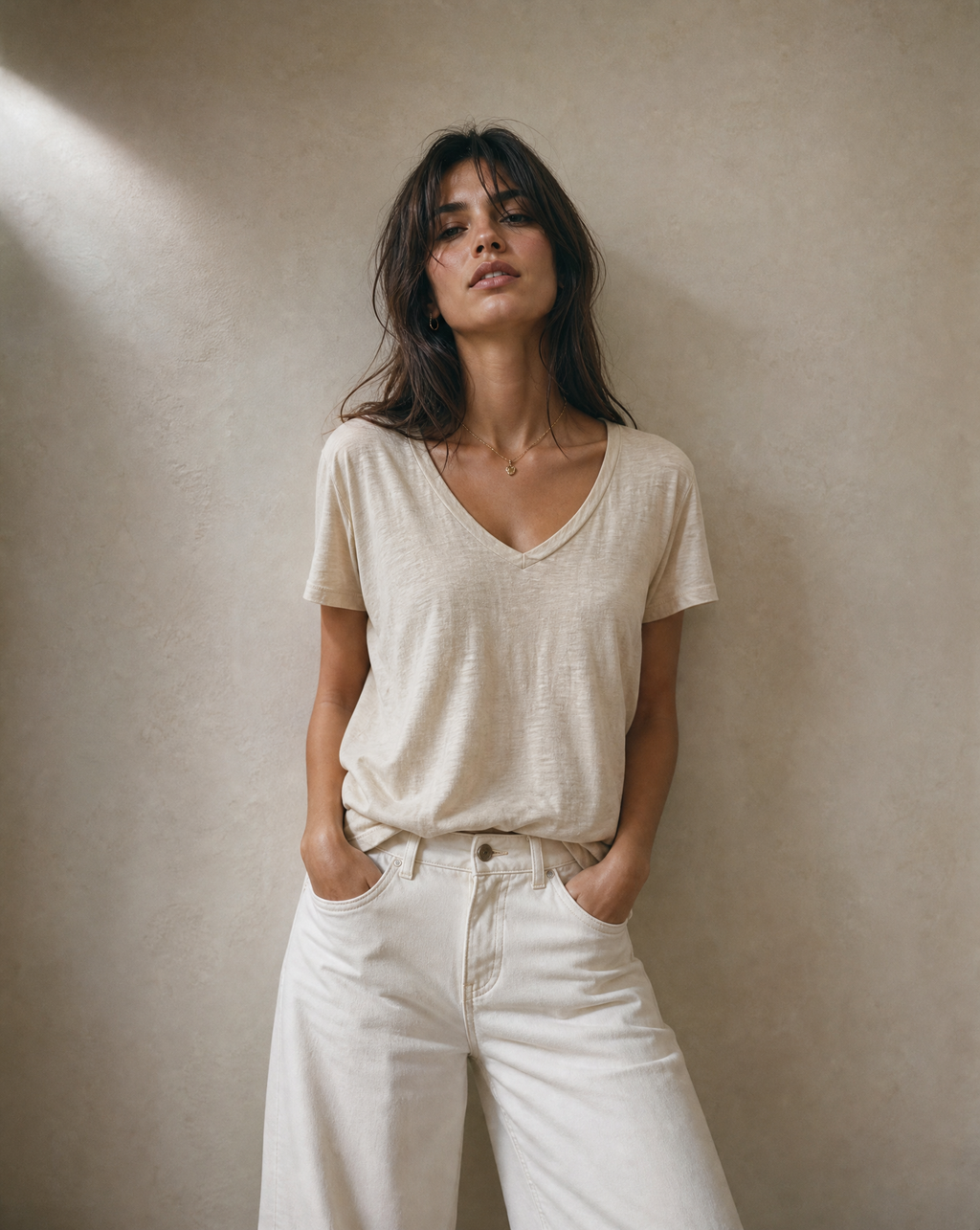 Tyler Deep V Neck Slub TEE