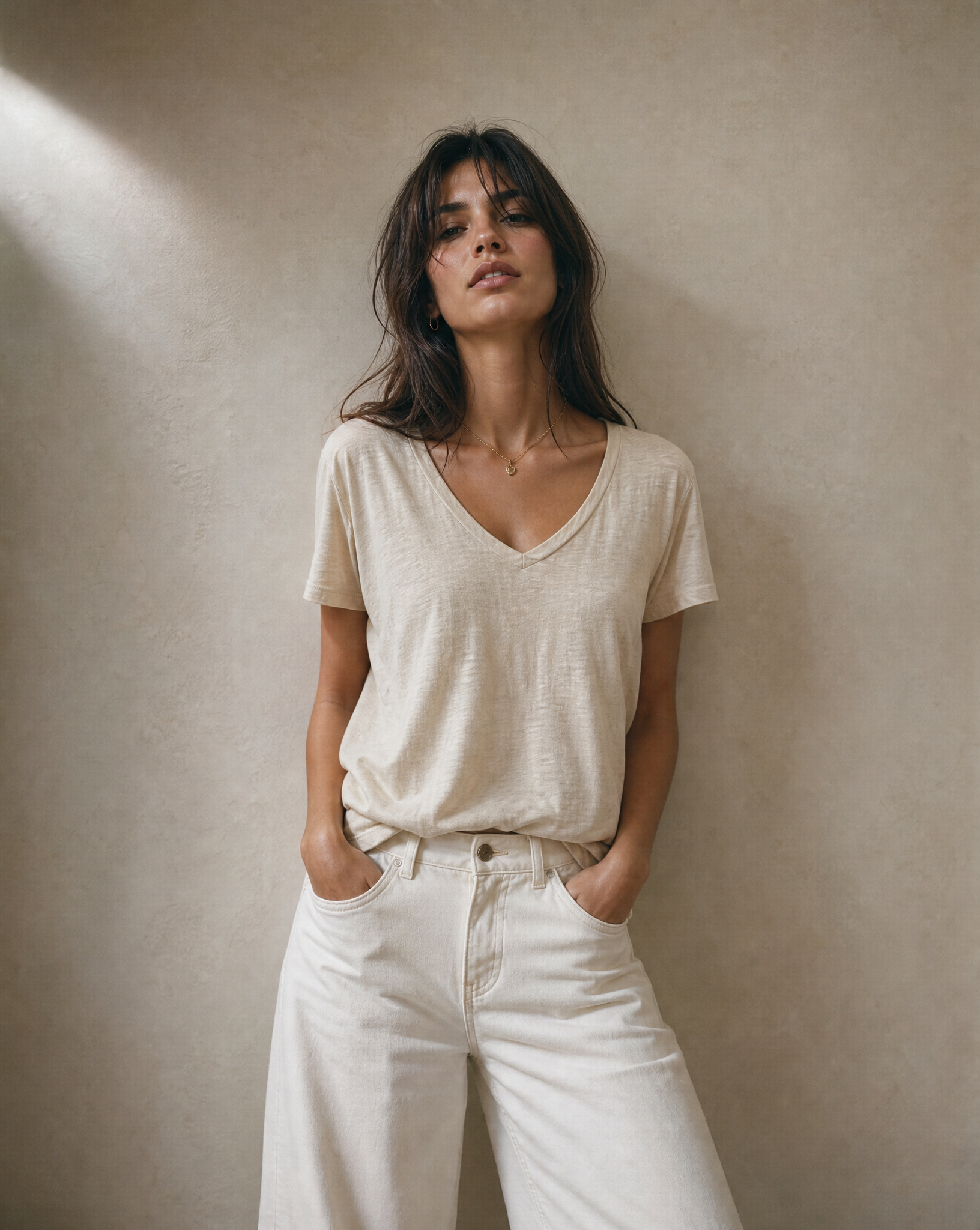 Tyler Deep V Neck Slub TEE