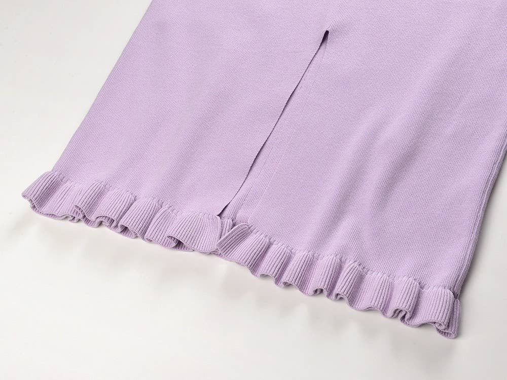 The Arabella Rosette Dress Purple Knit Cardigan & Rhinestone Suspender Dress