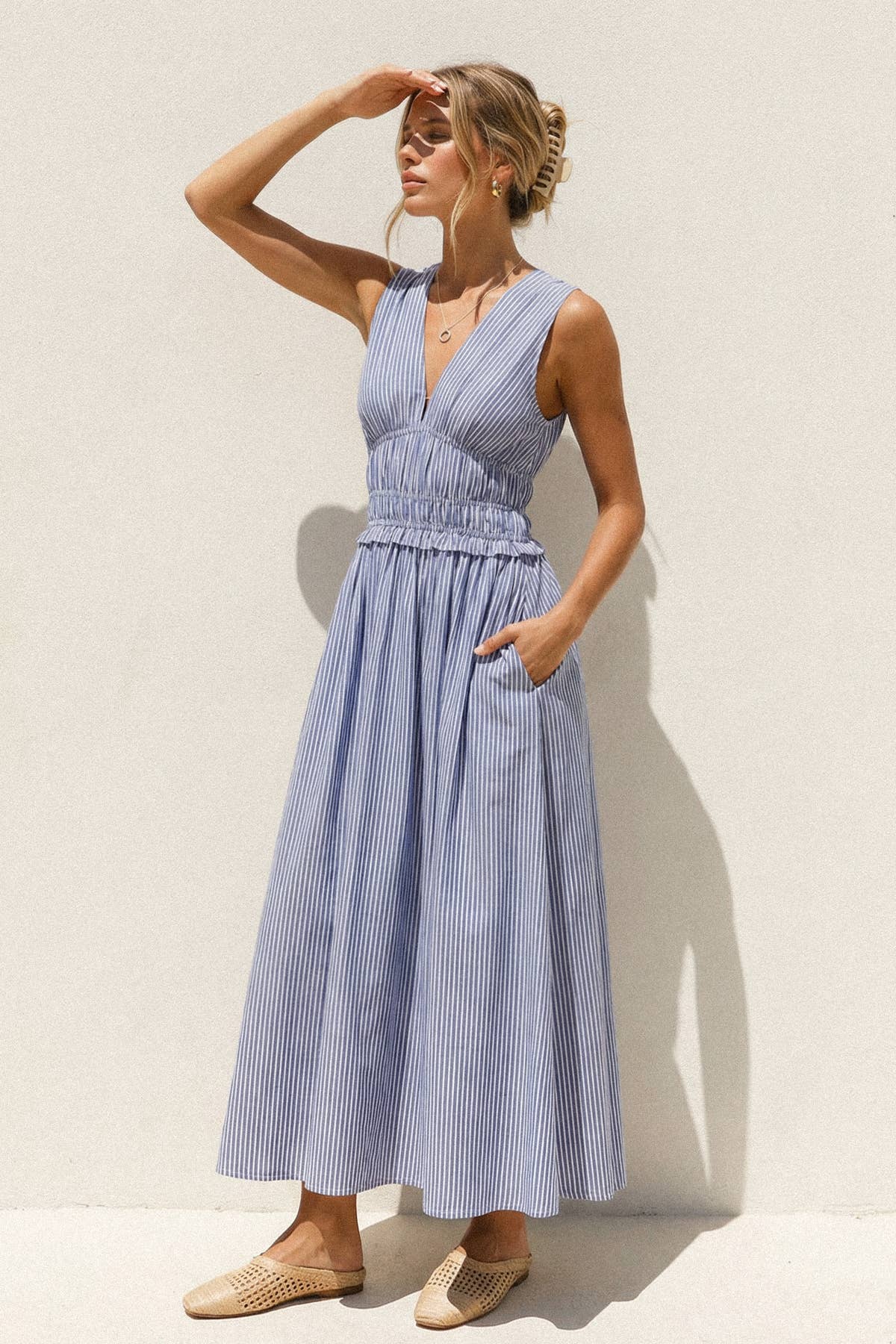 Lila Stripe Midi Dress