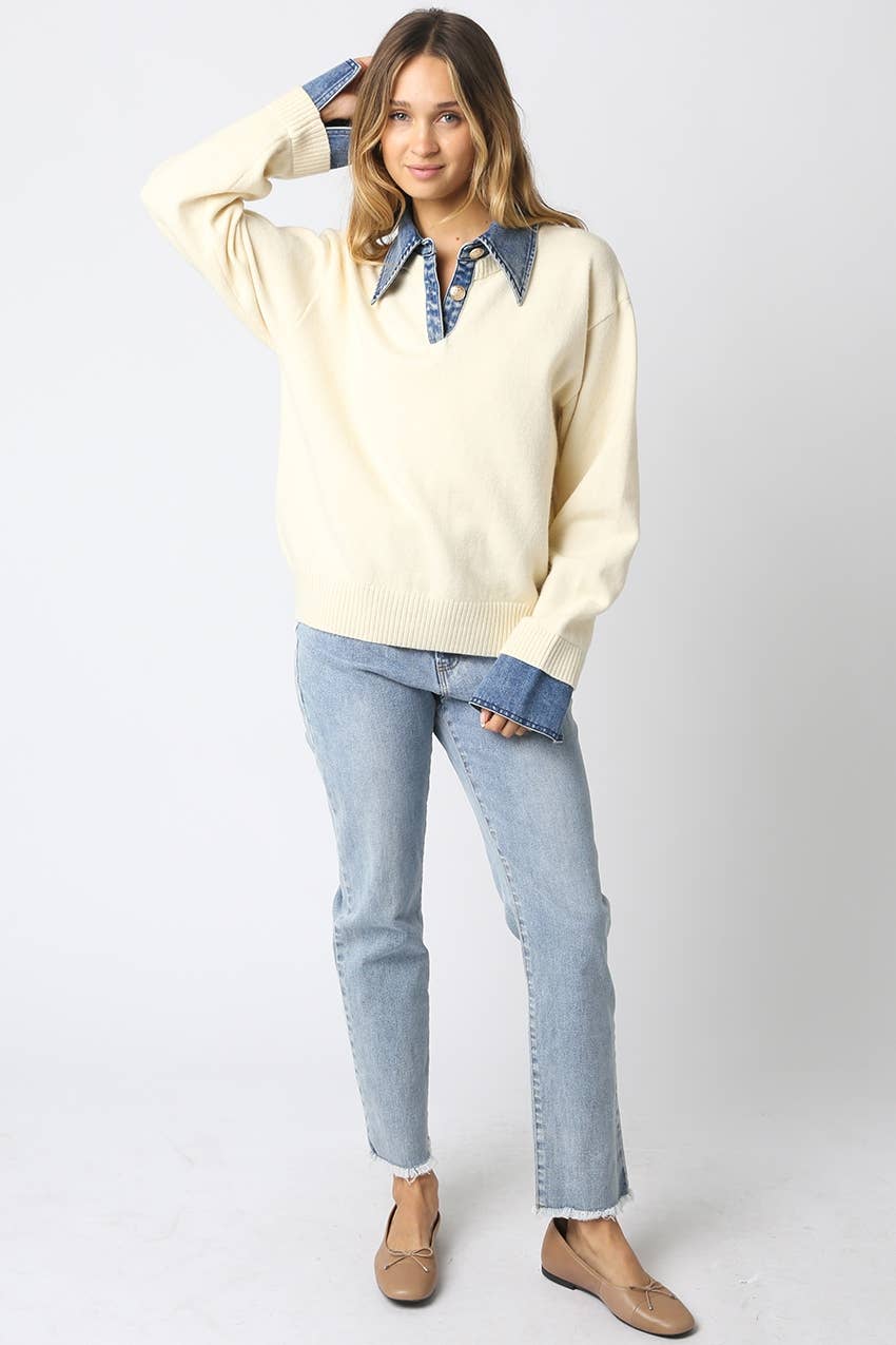 Emely Contrast Knit Top