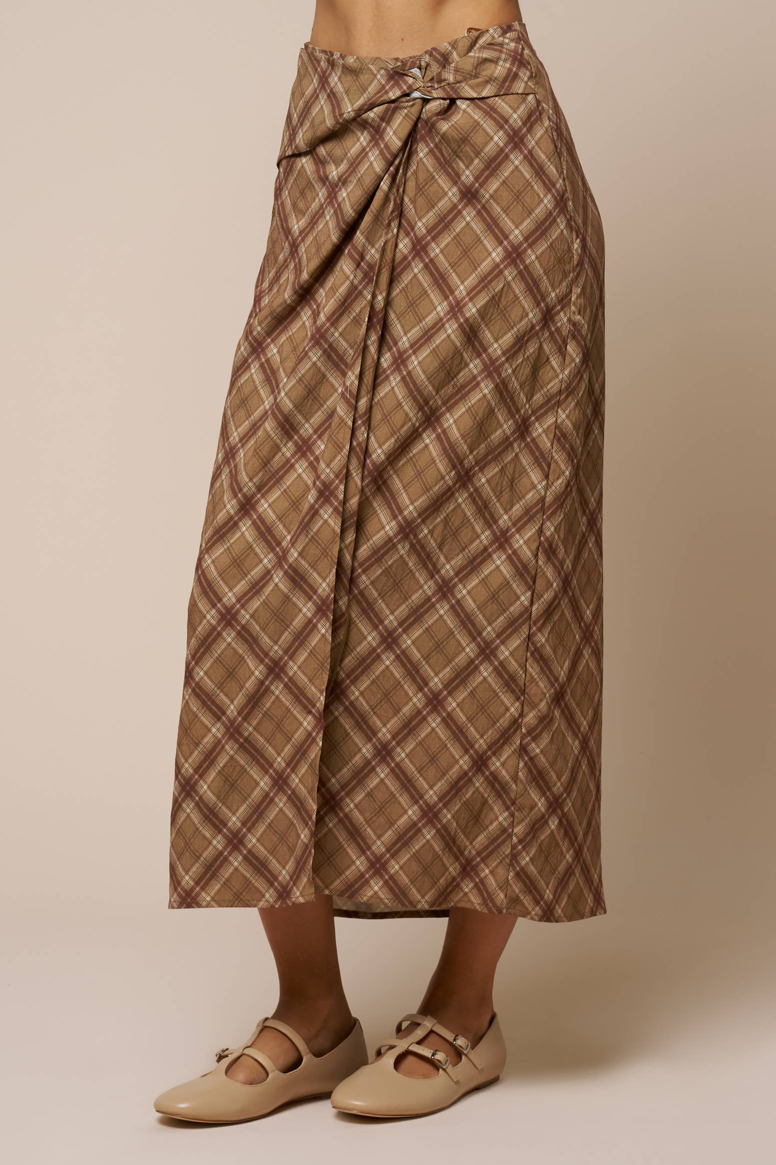 Odette Plaid Twist Maxi Skirt