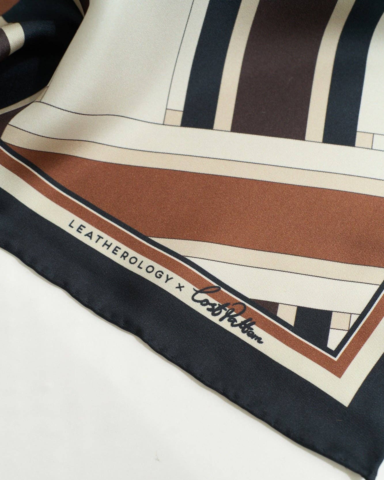 Lost Pattern x Leatherology Silk Square Scarf - Neutral
