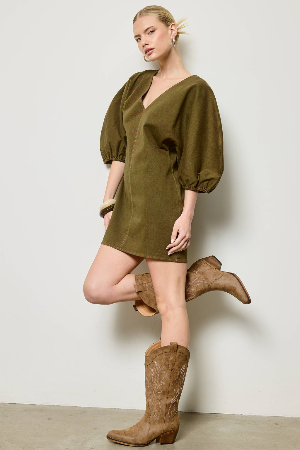 Emma Balloon Sleeve Mini Dress