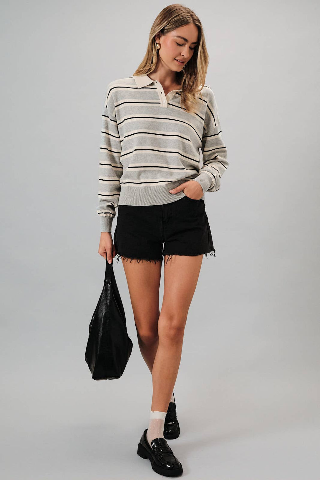 Avery Striped Polo Sweater