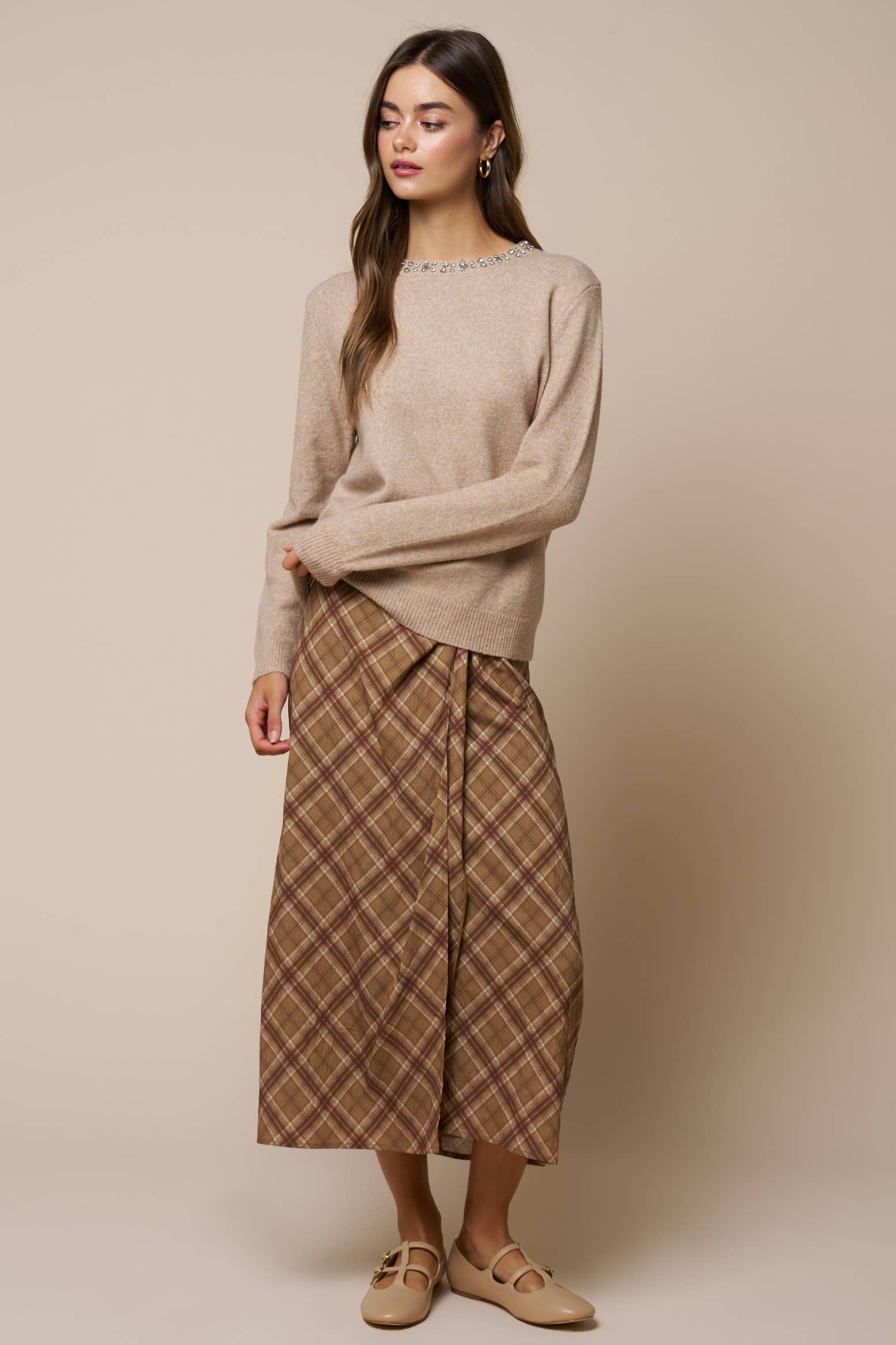 Odette Plaid Twist Maxi Skirt