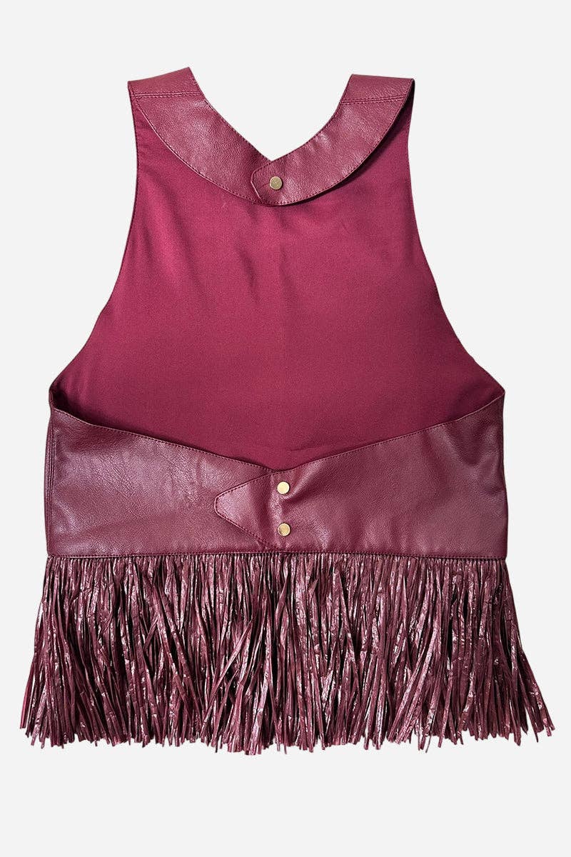 Sloane Fringe Faux Leather Top
