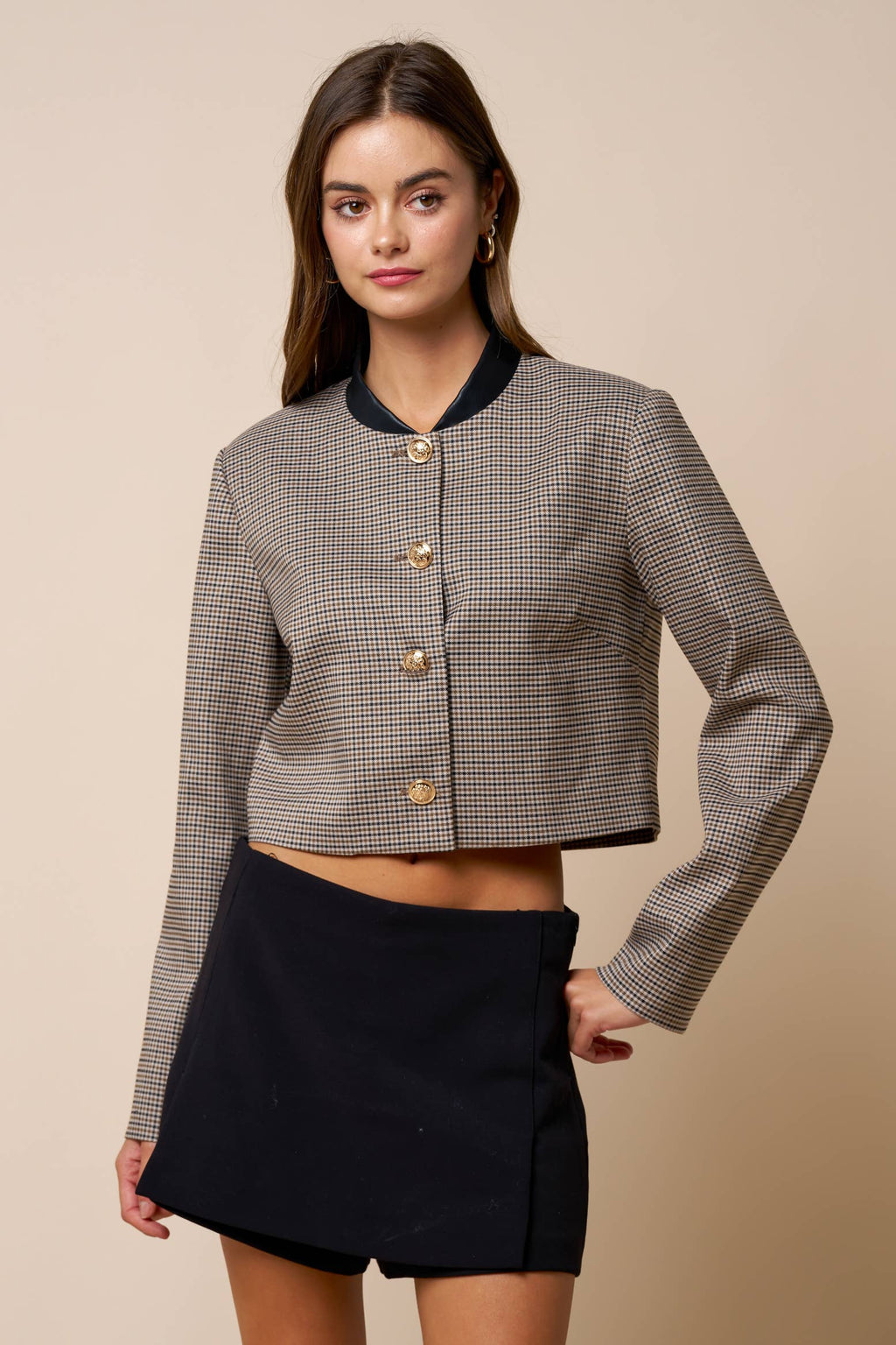 Juliette Houndstooth Cropped Jacket