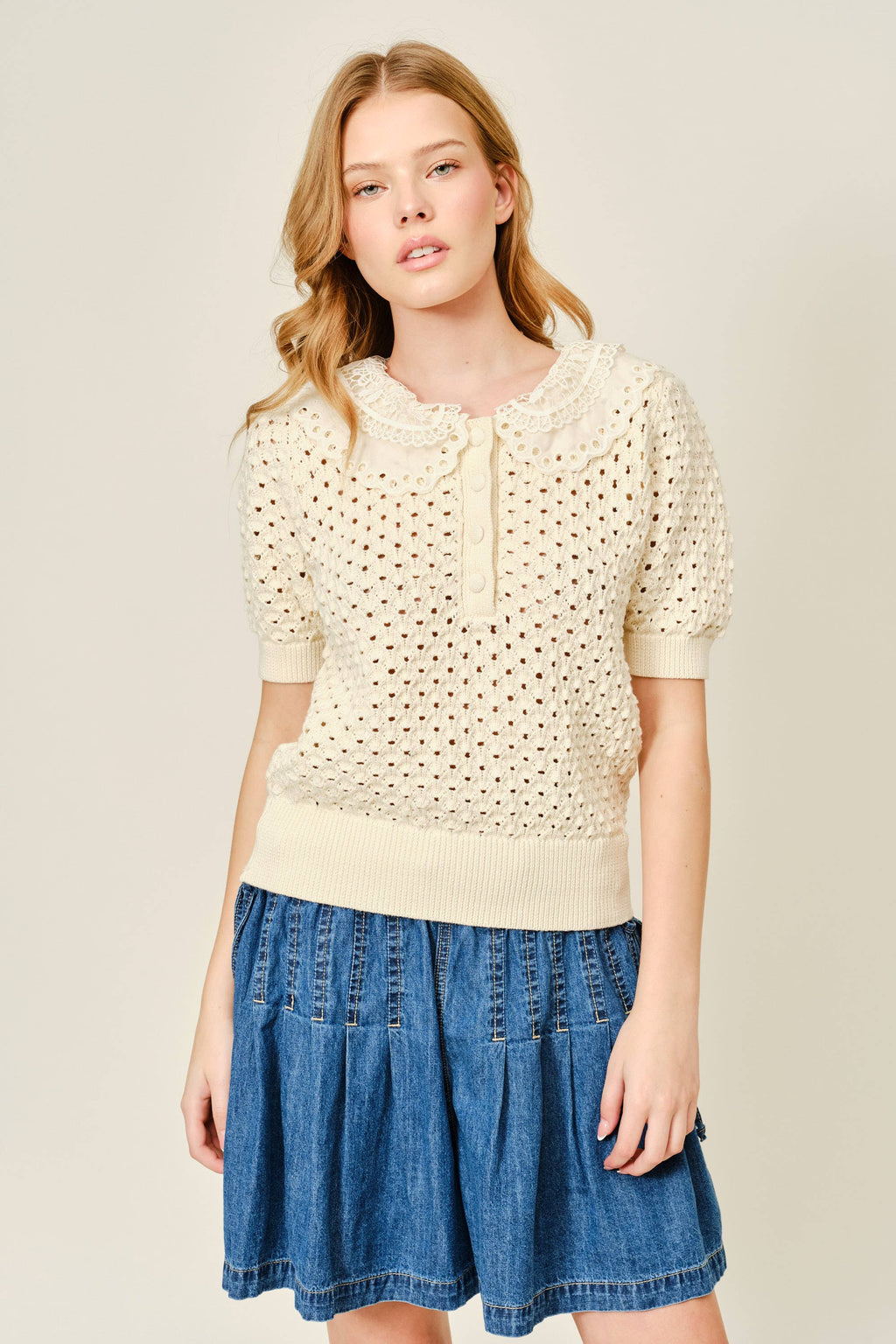 Adeline Lace Collar Knit Top