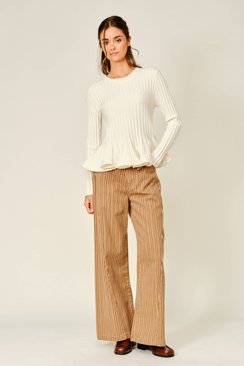 Corinne Ribbed Peplum Sweater
