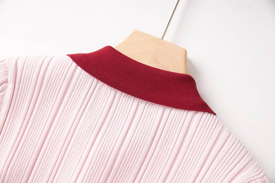Sophia Pink Knit Polo Dress