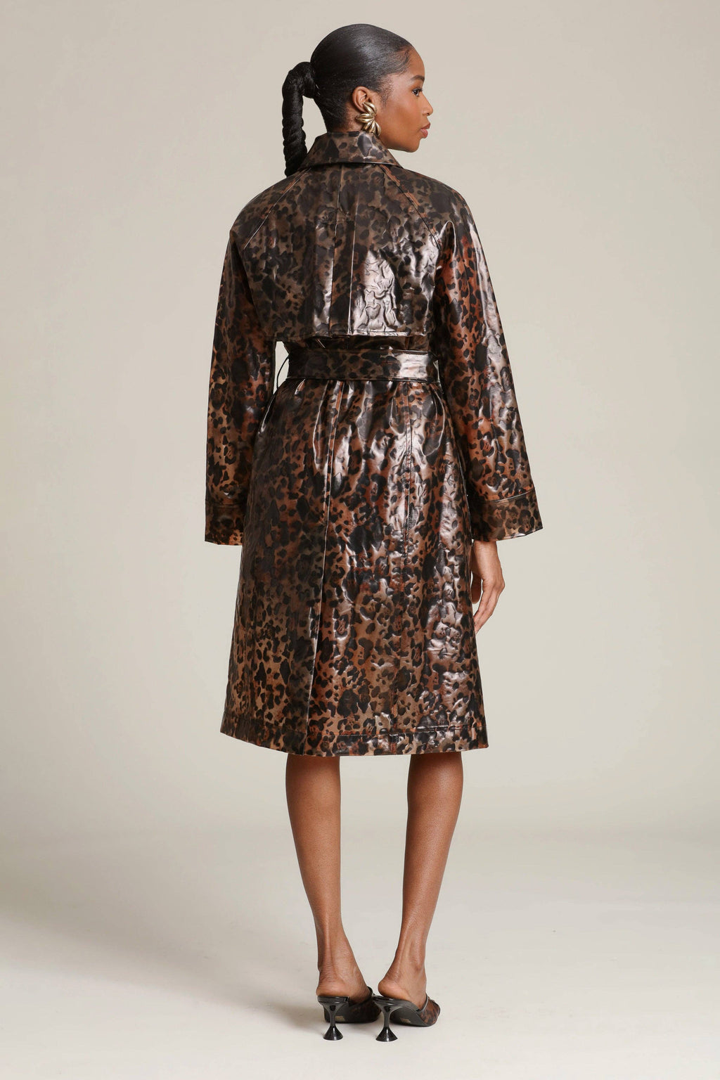 Roxanne leopard Rain Trench Coat