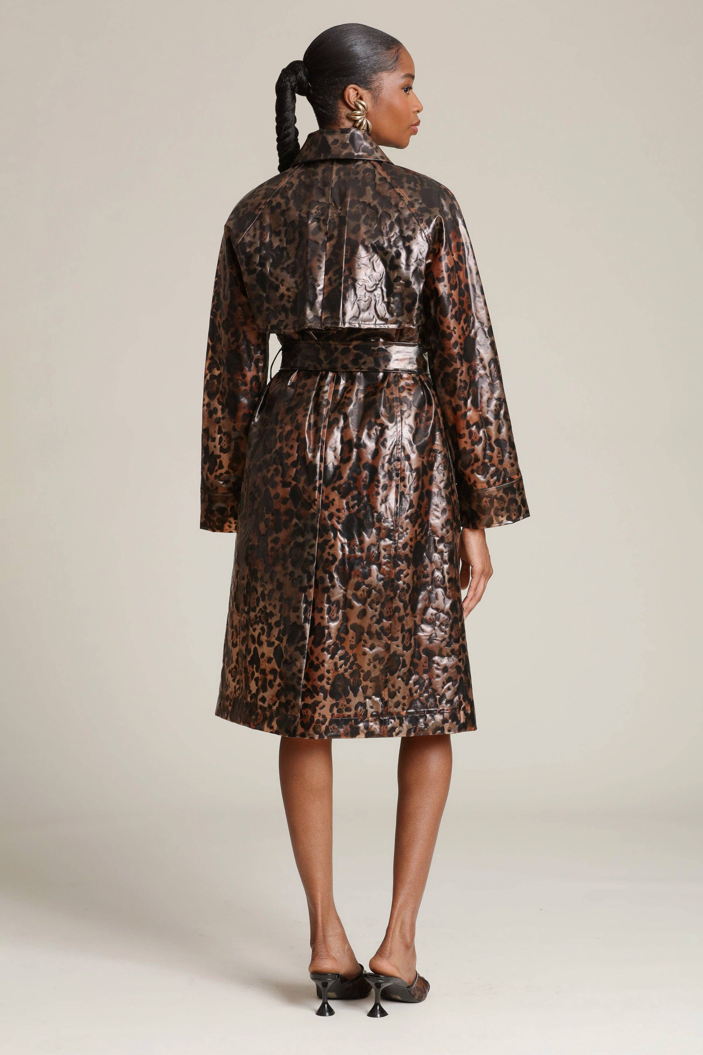 Roxanne leopard Rain Trench Coat