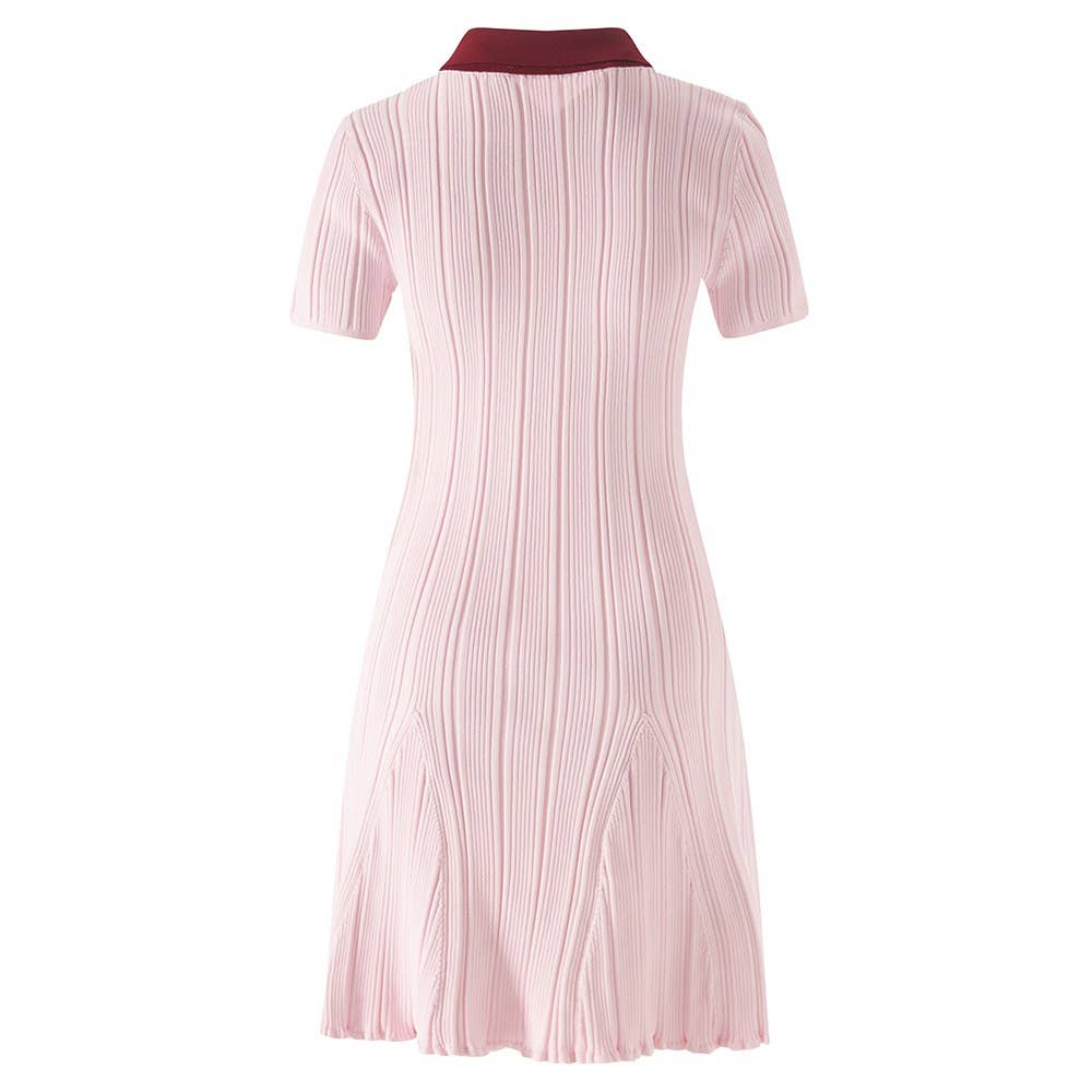 Sophia Pink Knit Polo Dress