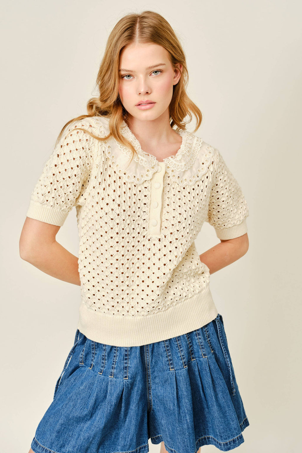 Adeline Lace Collar Knit Top